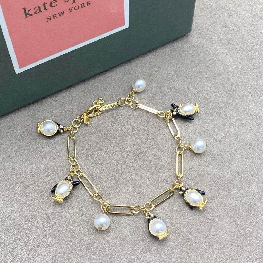kate spade Penguin Enamel Handpainted Pearl Multi Drop Bracelet